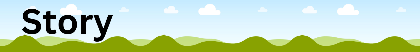 graphic of green hills and blue sky with word STORY